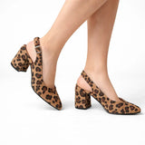 Leopar Bilekten Bağlamalı Kalın Topuklu Ayakkabı MA-028