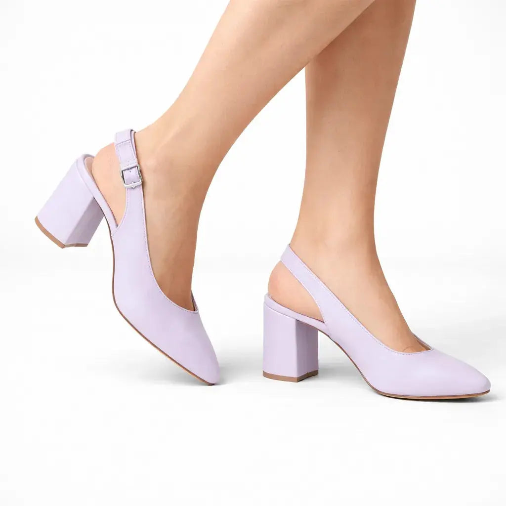 Lila Bilekten Bağlamalı Kalın Topuklu Ayakkabı MA-028