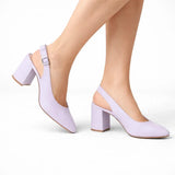Lila Bilekten Bağlamalı Kalın Topuklu Ayakkabı MA-028