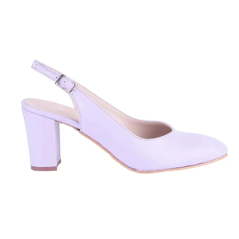 Lila Bilekten Bağlamalı Kalın Topuklu Ayakkabı MA-028