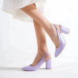 Lila Bilekten Bağlamalı Kalın Topuklu Ayakkabı MA-028