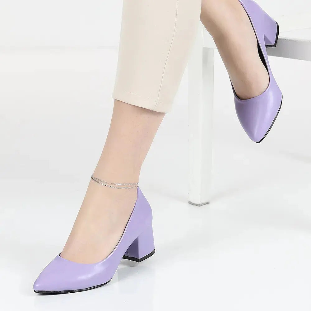 Lila Kısa Topuklu Ayakkabı MA-024