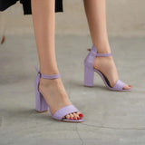 Lila Tek Bant Kalın Topuklu Ayakkabı MA-030