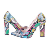 Mavi Baskı Kadın Kalın Topuklu Ayakkabı MA-023