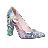 Mavi Baskı Kadın Kalın Topuklu Ayakkabı MA-023