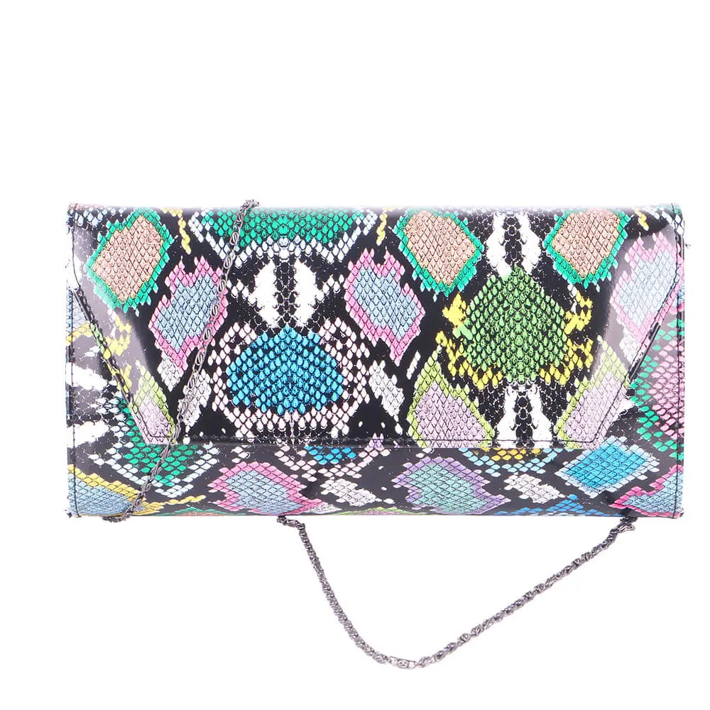 Mavi Baskı Kalın Topuklu Ayakkabı Çanta Takım RA-023 RUBRICA 