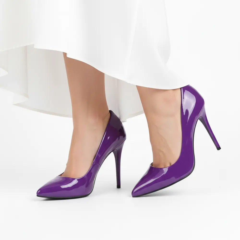 Mor Rugan İnce Topuklu Stiletto Ayakkabı MA-021