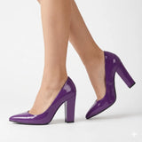 Mor Rugan Kadın Kalın Topuklu Ayakkabı MA-023