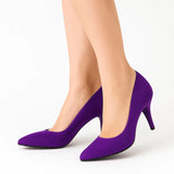 Mor Süet 7 cm Topuklu Ayakkabı MA-017