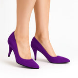 Mor Süet 7 cm Topuklu Ayakkabı MA-017