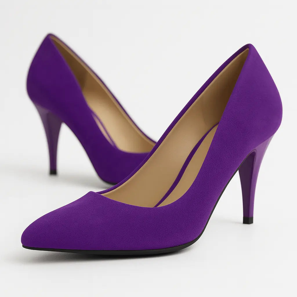 Mor Süet 7 cm Topuklu Ayakkabı MA-017