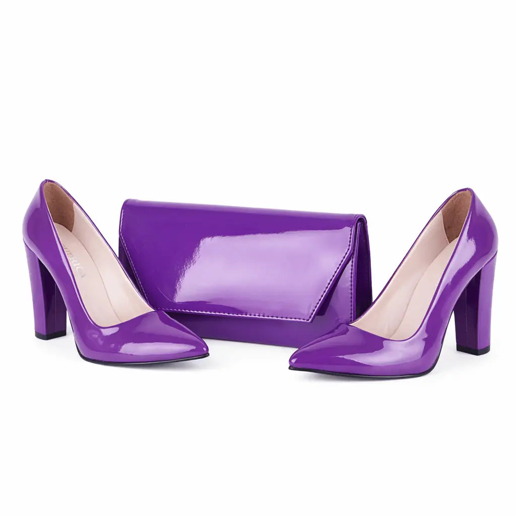 Mor Topuklu Ayakkabı Çanta Set RA-023 RUBRICA 