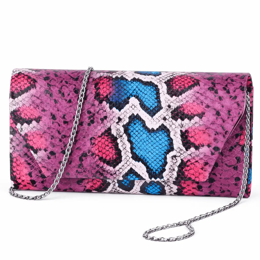 Pembe Baskı Alçak Topuklu Ayakkabı Çanta Takım RA-017