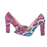 Pembe Baskı Kadın Kalın Topuklu Ayakkabı MA-023
