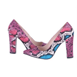 Pembe Baskı Kalın Topuklu Ayakkabı Çanta Takım RA-023 RUBRICA 