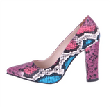 Pembe Baskı Kalın Topuklu Ayakkabı Çanta Takım RA-023 RUBRICA 