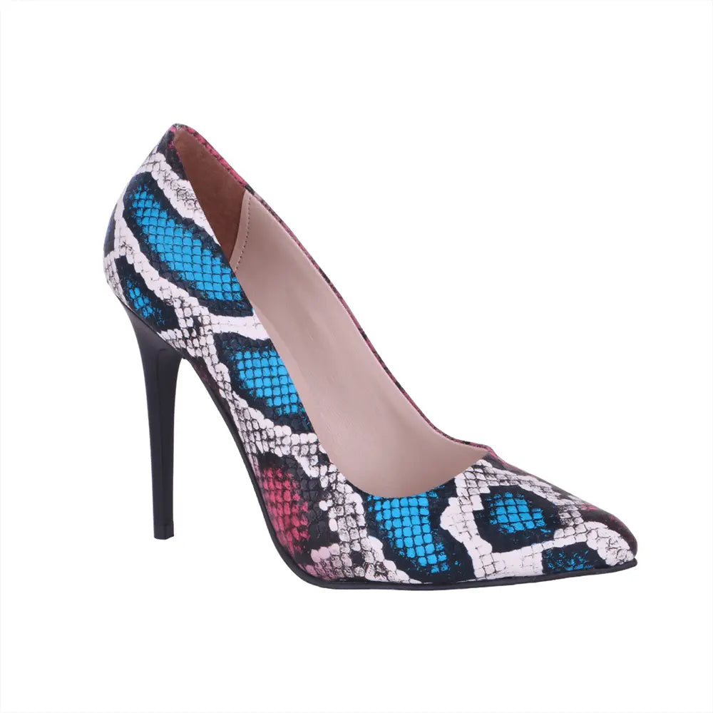 Pembe Baskı Stiletto Ayakkabı Çanta Takım RA-021