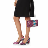 Pembe Baskı Topuklu Ayakkabı Çanta Takım RA-024 RUBRICA 