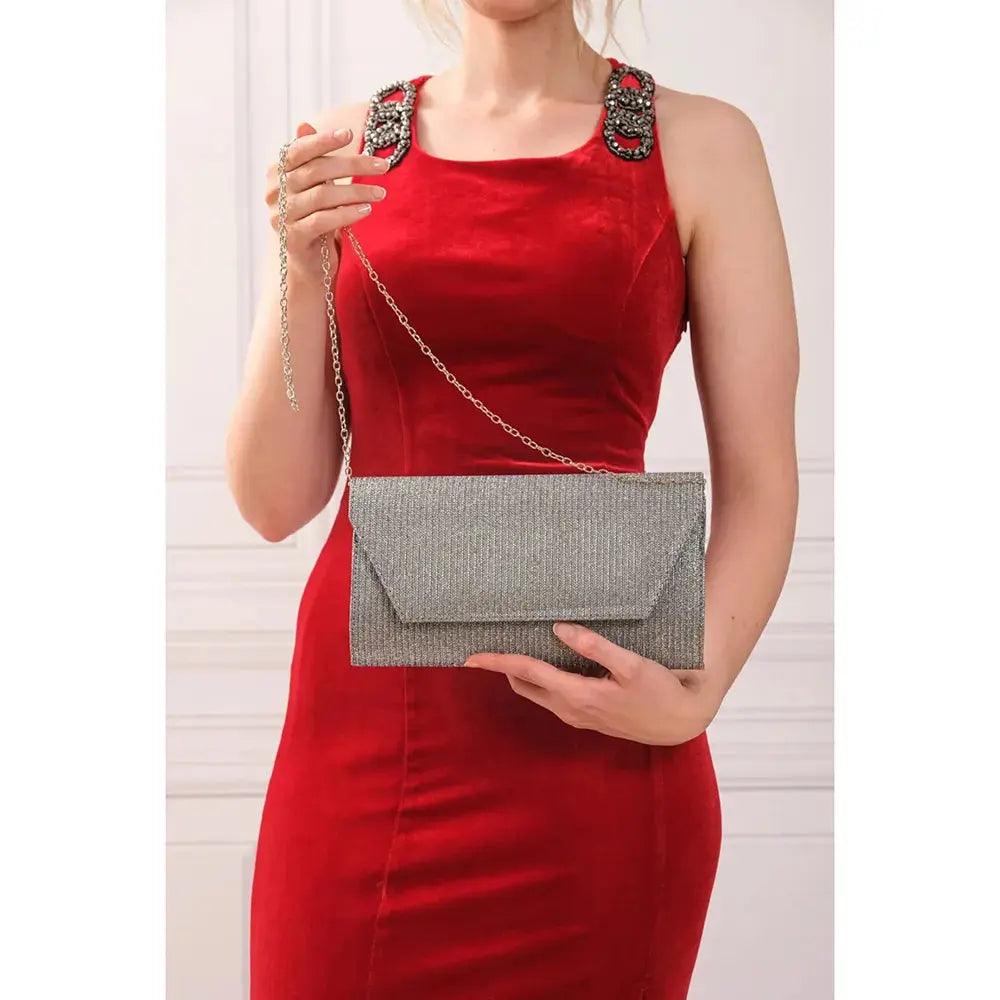 Platin Çupra Zincirli Abiye Çanta SH-01 RUBRICA 