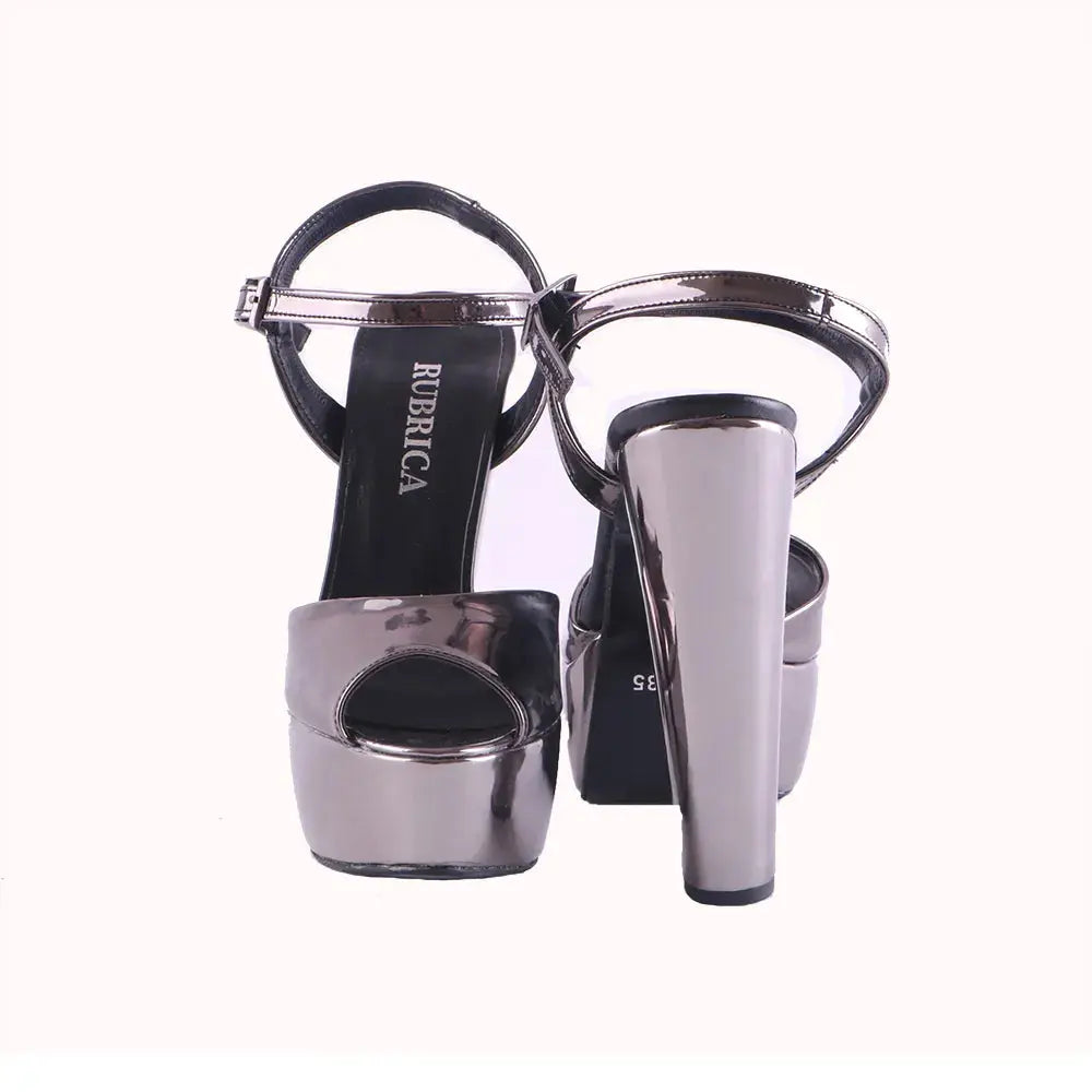 Platin Kalın Topuklu Platform Gelin Ayakkabısı RA-027