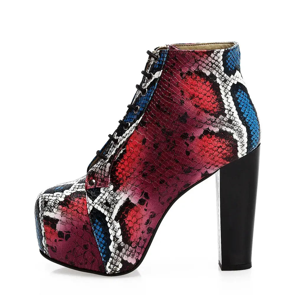 Renkli Kalın Topuklu Bağcıklı Platform Bot RA-010