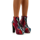 Renkli Kalın Topuklu Bağcıklı Platform Bot RA-010