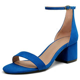 Saks Mavisi Süet Tek Bant Topuklu Ayakkabı RA-155