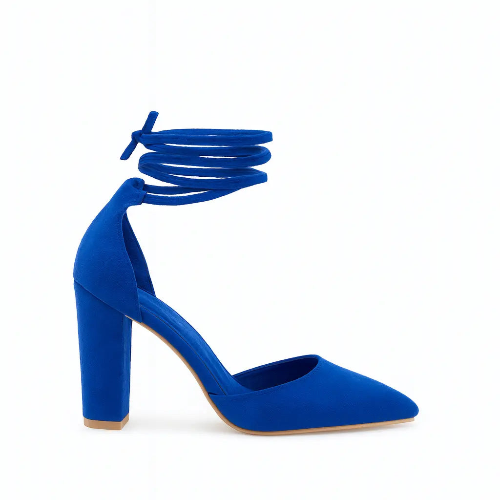 Saks Süet İpli Topuklu Ayakkabı RA-040