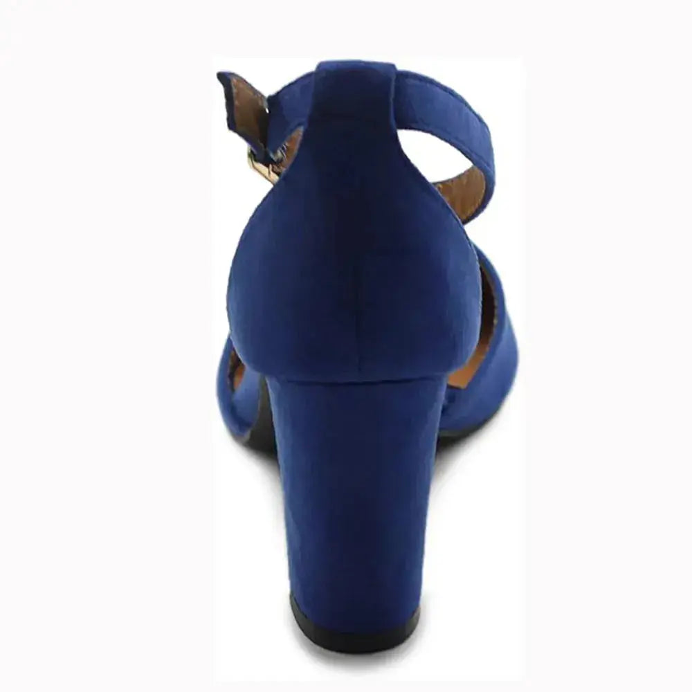 Saks Süet Tek Bantlı Topuklu Ayakkabı RA-062