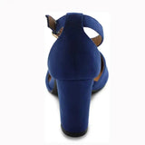 Saks Süet Tek Bantlı Topuklu Ayakkabı RA-062