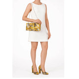 Sarı Baskı Kalın Topuklu Ayakkabı Çanta Takım RA-023 RUBRICA 