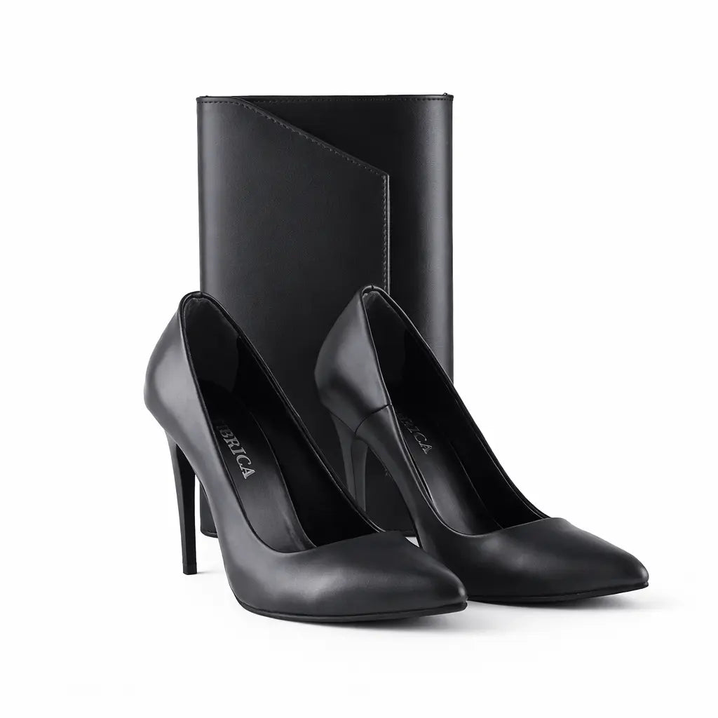 Siyah Cilt Abiye Çanta Ayakkabı Kombin RA-021 RUBRICA 