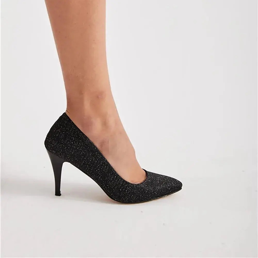 Siyah Çupra 7 cm Topuklu Ayakkabı MA-017