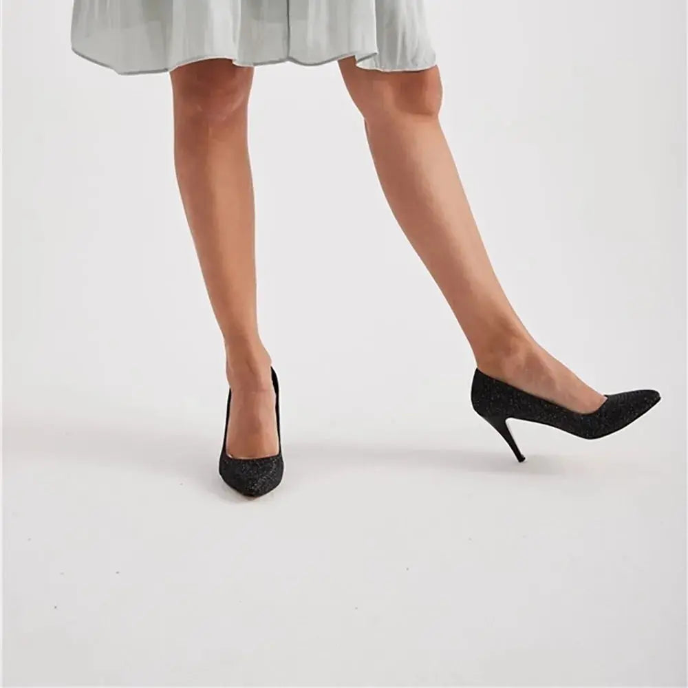 Siyah Çupra 7 cm Topuklu Ayakkabı MA-017