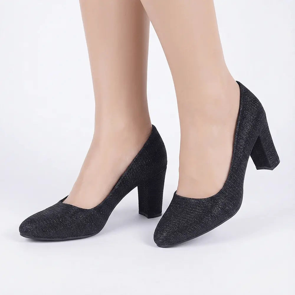 Siyah Çupra Kısa Topuklu Ayakkabı MA-024