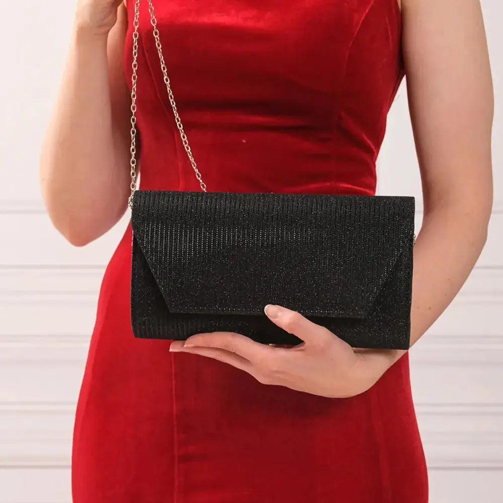 Siyah Çupra Zincirli Abiye Çanta SH-01 RUBRICA 