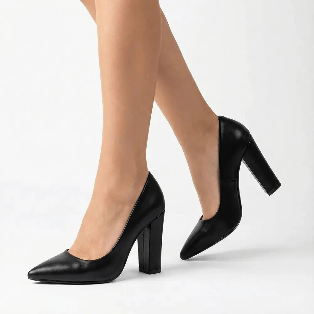 Siyah Kadın Kalın Topuklu Ayakkabı MA-023