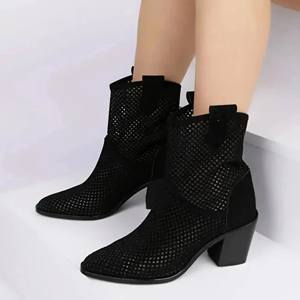 Black Heeled Western Cowboy Boots for Women image 1