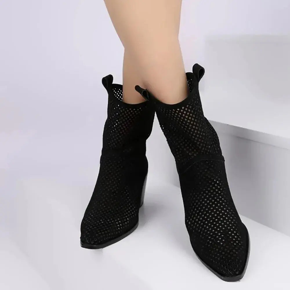 Black Heeled Western Cowboy Boots for Women image 2