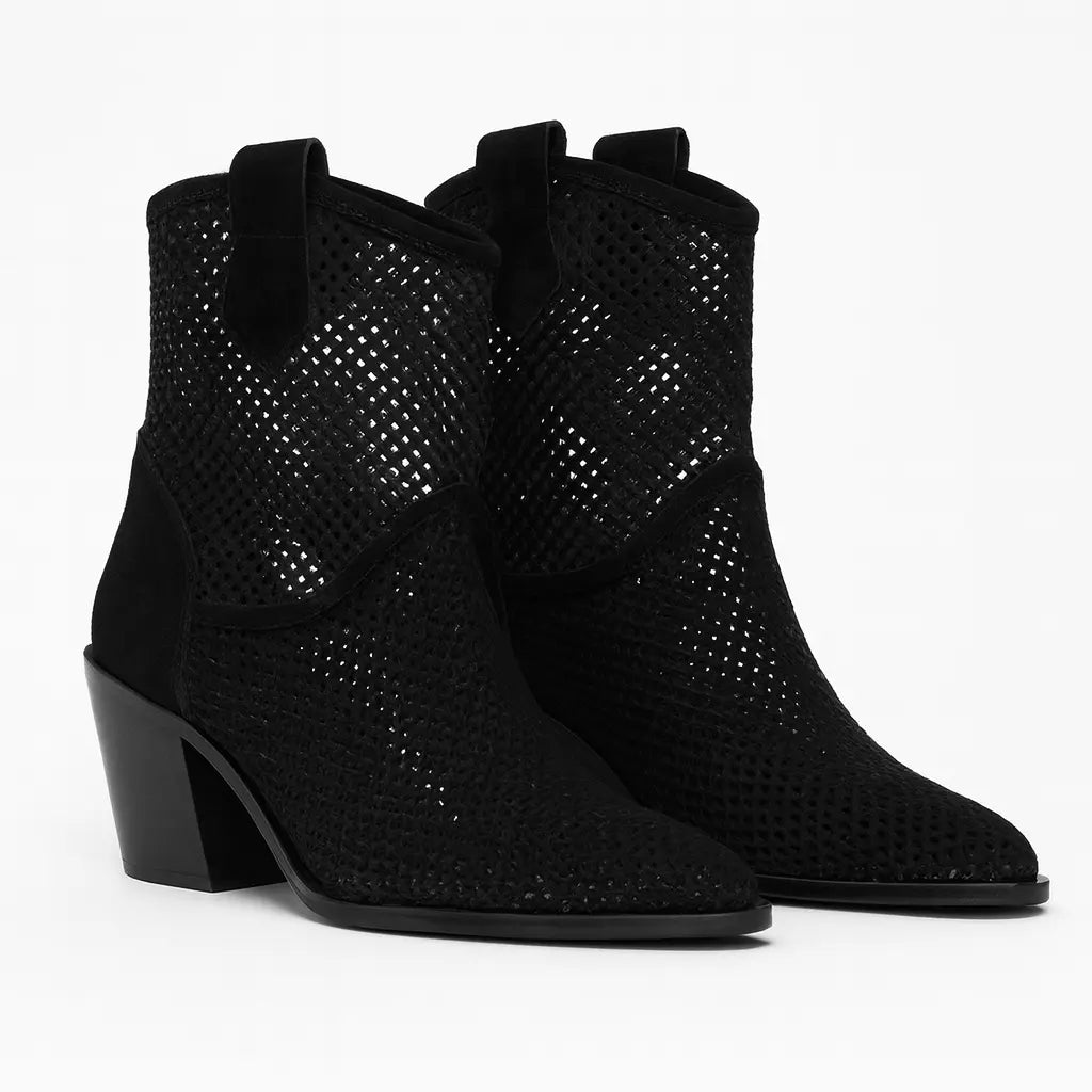 Siyah Kadın Yazlık Delikli Topuklu Bot RA-8012 RUBRICA 
