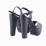 Siyah Kalın Topuklu Platform Gelin Ayakkabısı RA-027