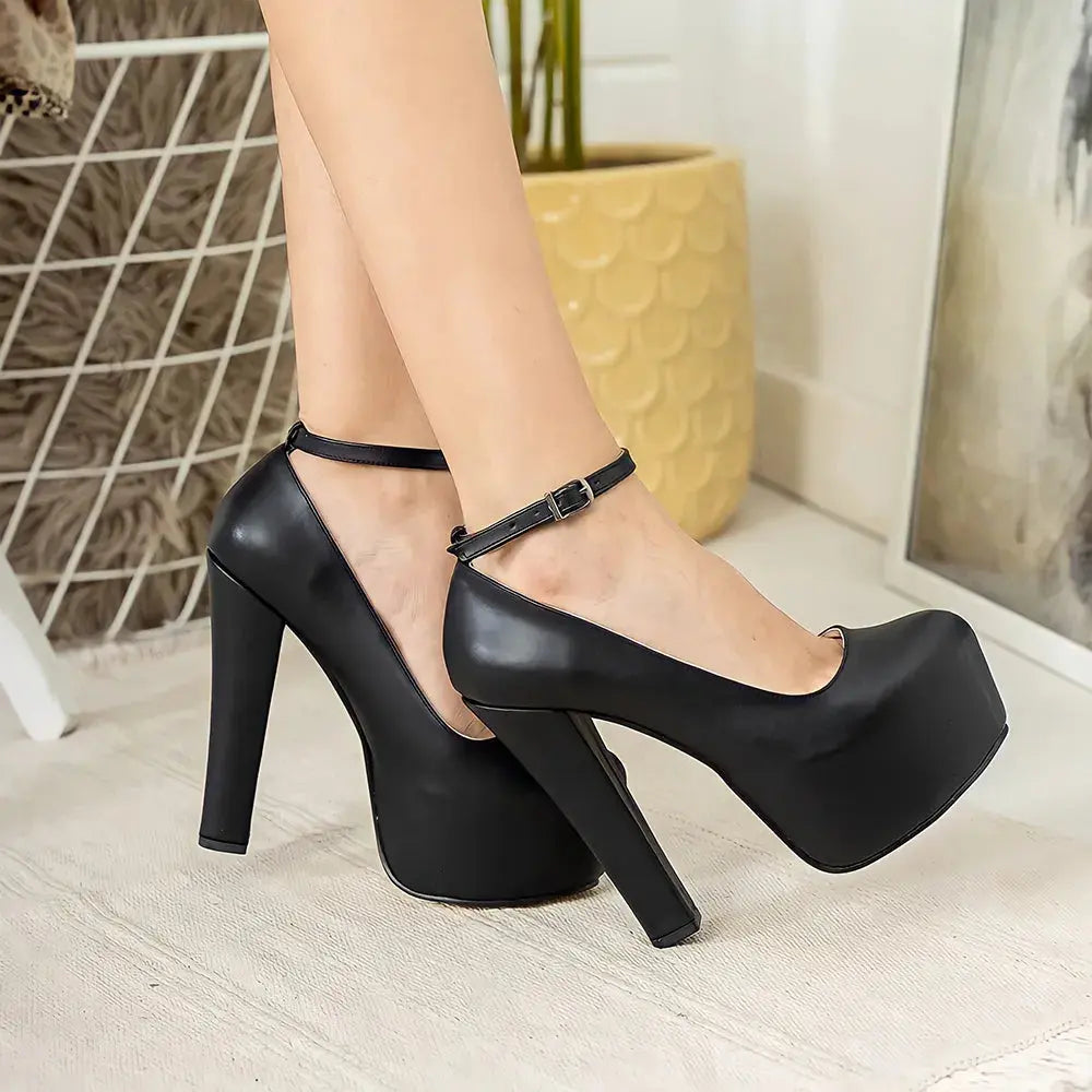 Siyah Platform Topuklu Ayakkabı RA-304