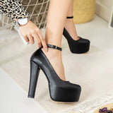 Siyah Platform Topuklu Ayakkabı RA-304
