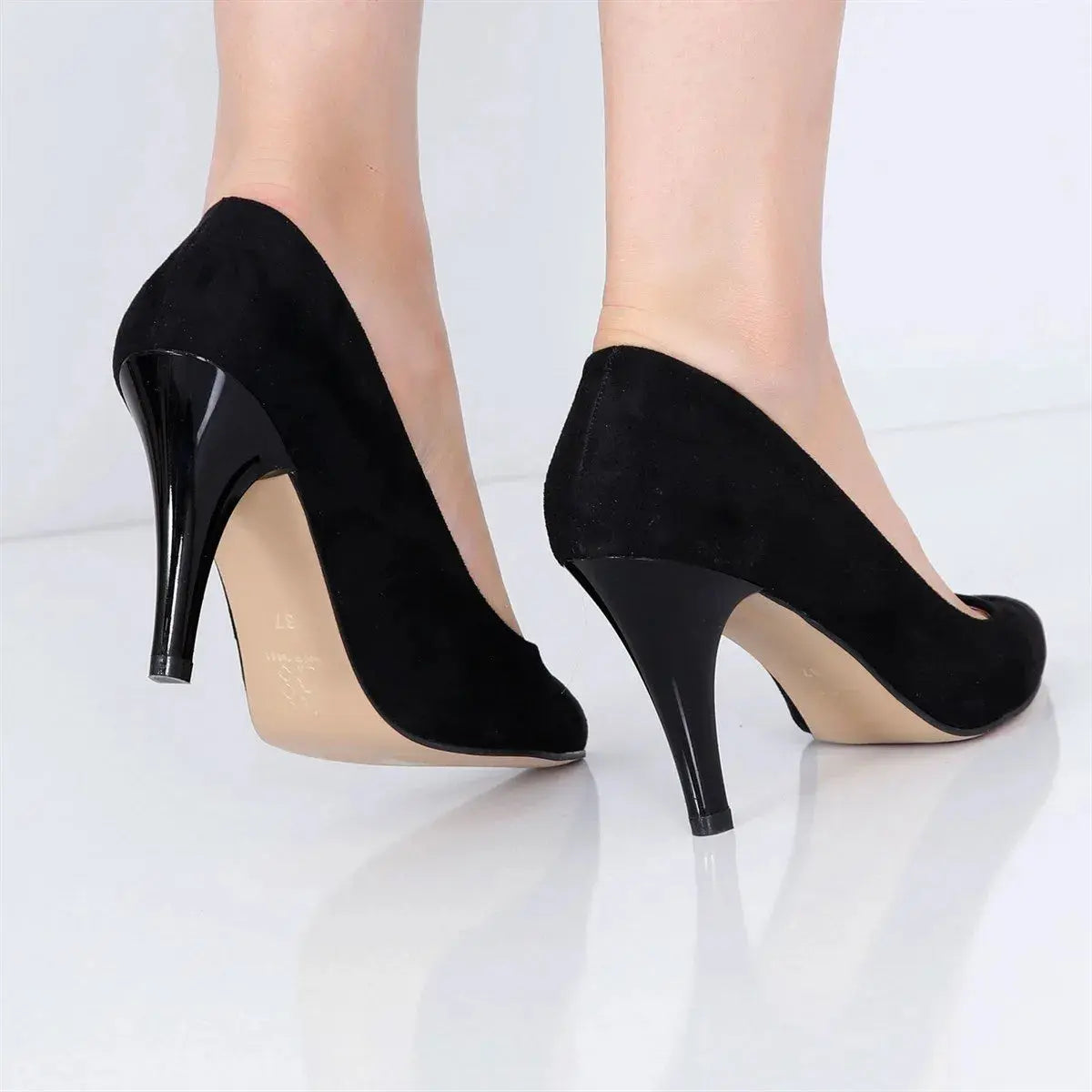 Siyah Süet 7 cm Topuklu Ayakkabı MA-017