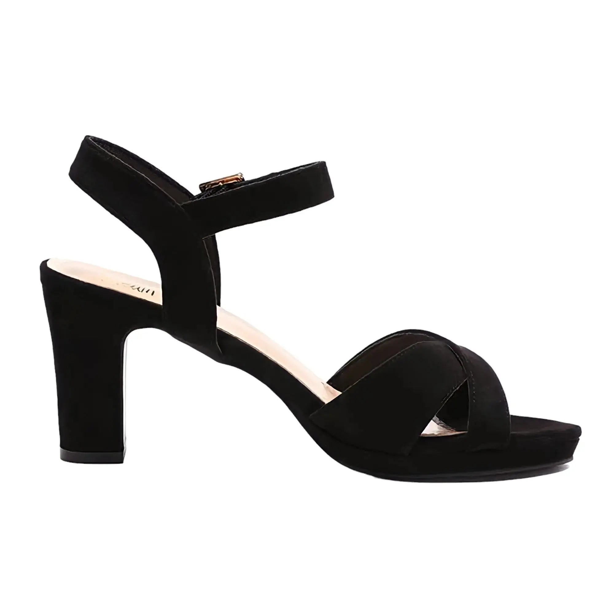 Siyah Süet Bilekten Bağlamalı Sandalet RA-160