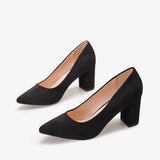 Siyah Süet Kısa Topuklu Ayakkabı Ma-024