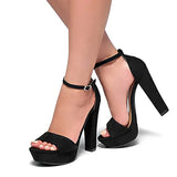 Siyah Süet Platform Yüksek Topuklu Ayakkabı RA-157