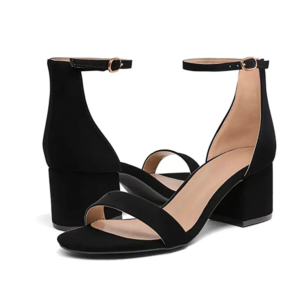 Siyah Süet Tek Bant Topuklu Ayakkabı RA-155