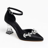 Siyah Taşlı Bilekten Bağlamalı Topuklu Ayakkabı RA-561