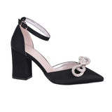 Siyah Taşlı Kalın Topuklu Ayakkabı RA-032